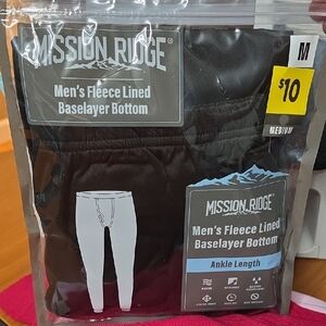 Mission Ridge Men's Fleece Lined Baselayer Bottom - Black